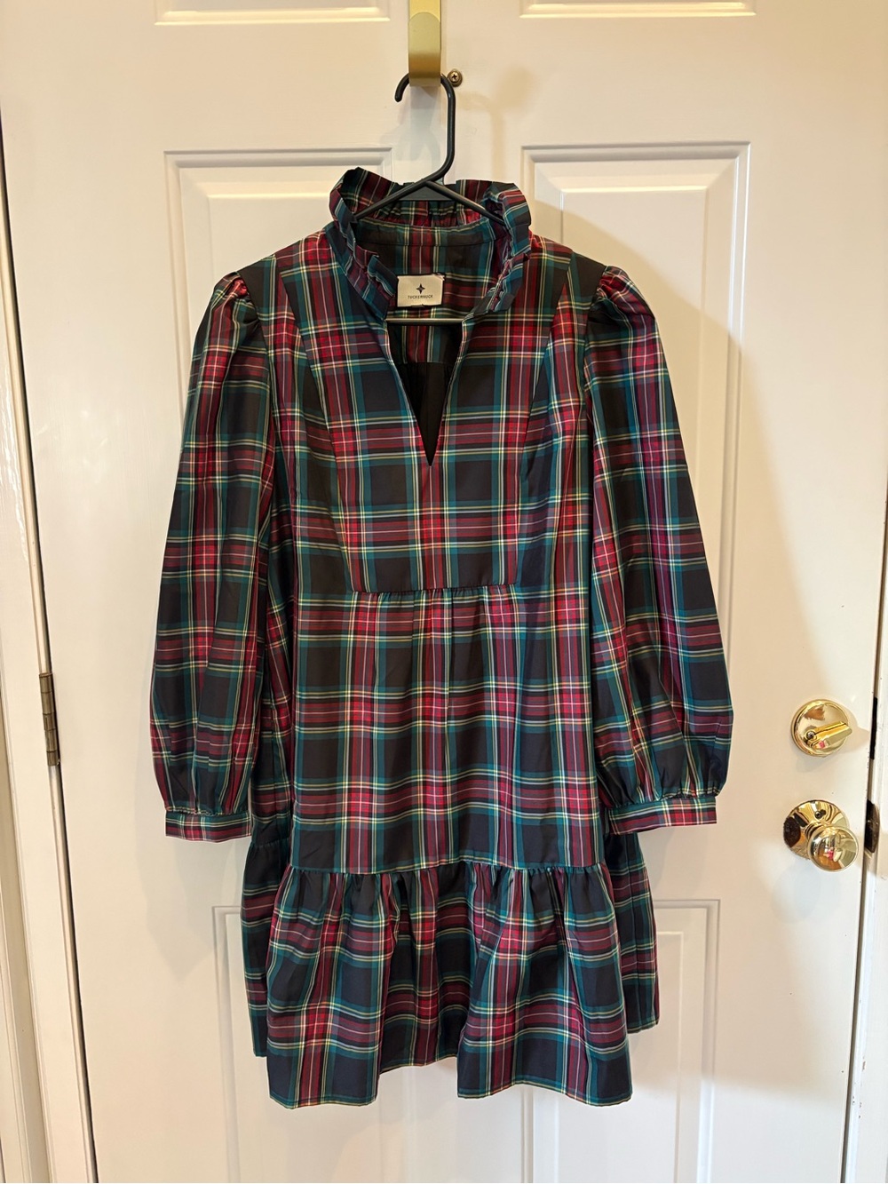 Tuckernuck Plaid Ruffle-Collar Dress - Green & Pink